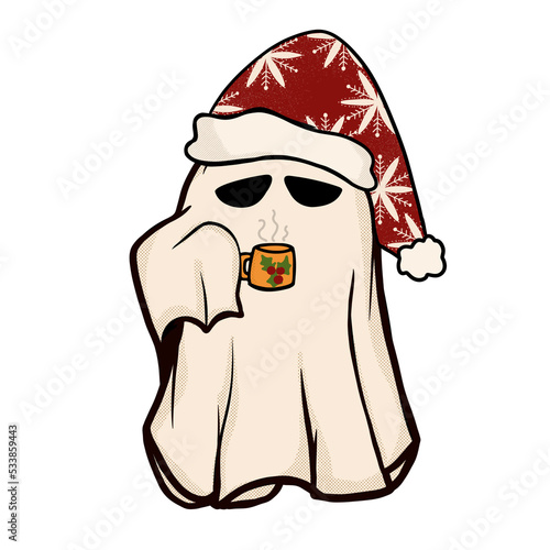 Retro Ghost Christmas PNG Graphic
