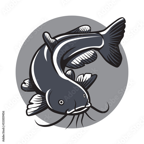 Catfish Fishing Logo Mascot Vector Design