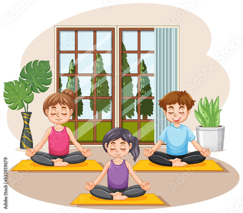 Group of people practicing yoga