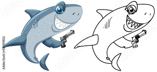 Doodle animal character for shark