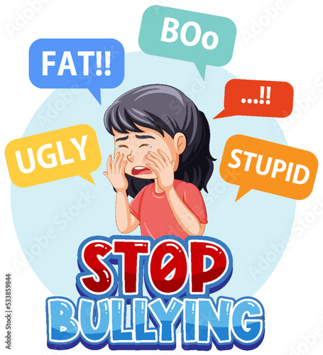 Stop bullying kids text design