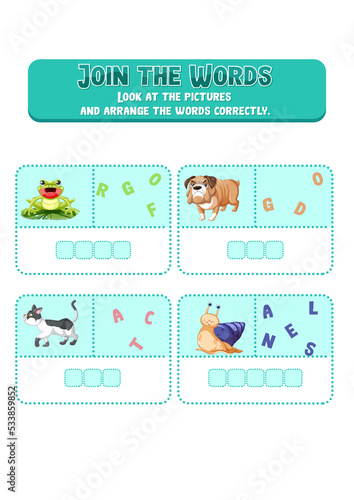 Arrange the letters in order with pictures