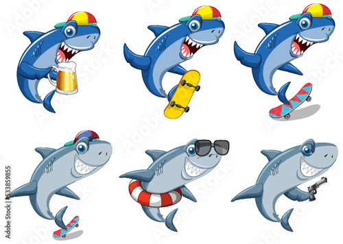 Different sharks in summer beach