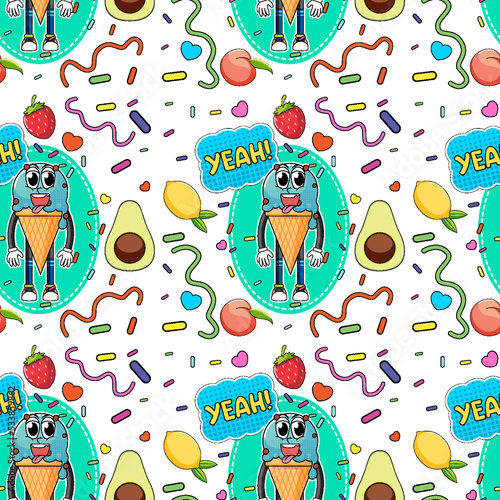 Sweet ice cream seamless pattern