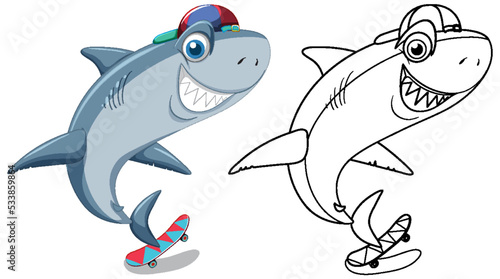 Doodle animal character for shark
