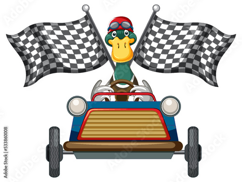 Soapbox derby with duck driving car