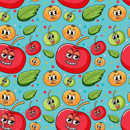 Cartoon fruits seamless pattern