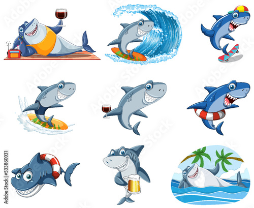 Different sharks in summer beach