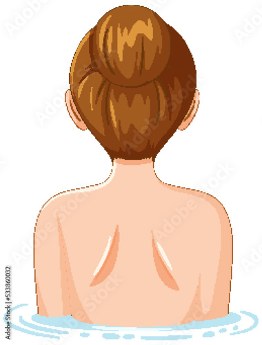 Back of woman with bun hair