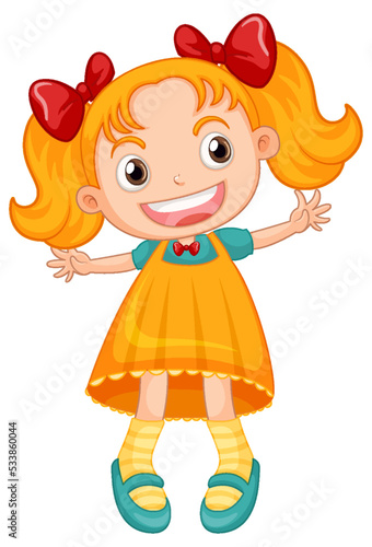 Little cute girl in yellow dress