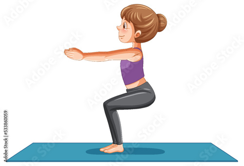 Woman practicing yoga on mat