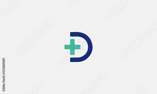 Letter D Cross Medical logo, cross icon with letter D combination