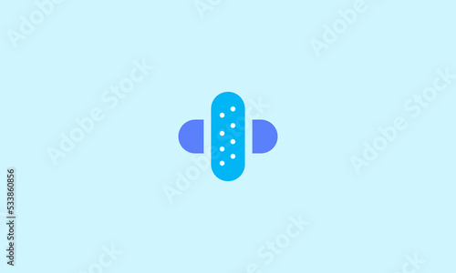 Pill plus logo design template. Vector medical tablet logotype illustration background.