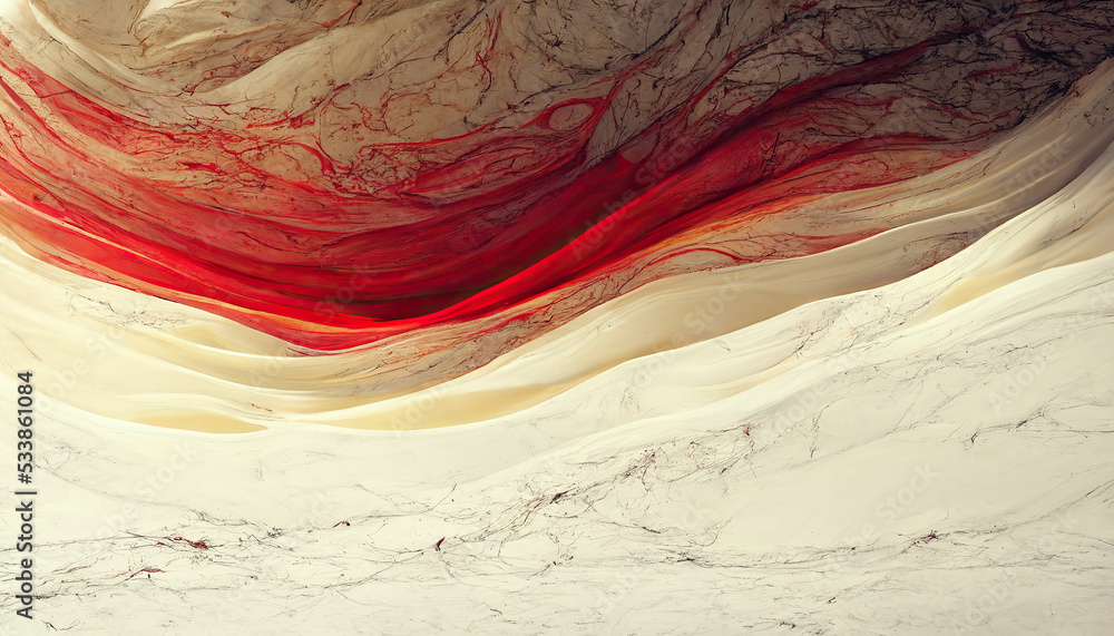 Abstract luxury marble background. Red and gold accent. Digital art