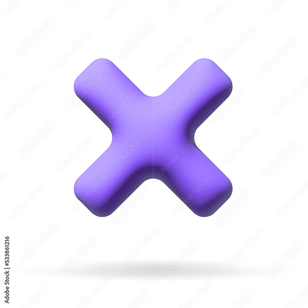 Fototapeta premium Cross ban and error icon. Vector 3d illustration.