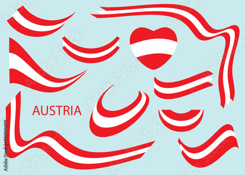 flag of Republic of Austria - vector ribbons and curved shapes