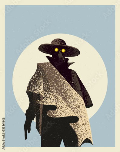 The plague doctor. Scary and frightening atmosphere. Very stylish and special design. Perfect for printing, interior decoration, as a poster design. photo