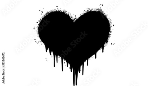 Spray Painted Graffiti heart icon Word Sprayed isolated with a white background. graffiti font love icon with over spray in black over white. Vector illustration.
