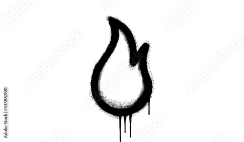Spray Painted Graffiti Fire flame icon Sprayed isolated with a white background. graffiti Fire flame icon with over spray in black over white. Vector illustration.