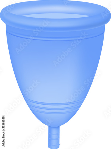 Blue medical menstrual cup realistic vector illustration. Female hygiene alternative protection