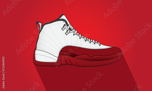 Sneakers basketball shoes white and red illustration of a background vector