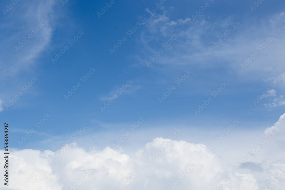 Picturesque view of beautiful blue sky with fluffy clouds Picturesque view of beautiful blue sky with fluffy clouds