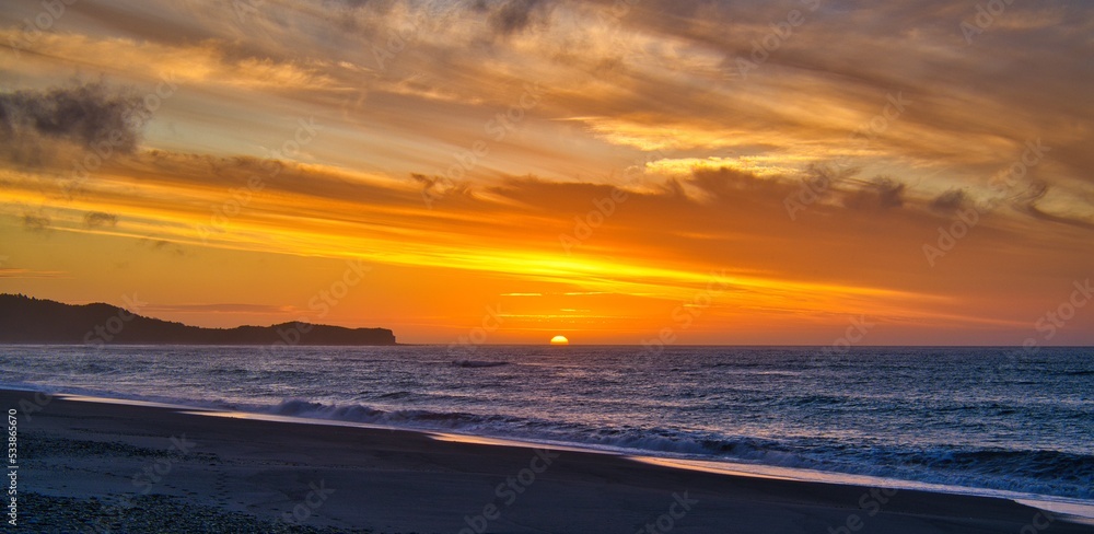 Sunset at Gillespie's Beach, West Coast, New Zealand