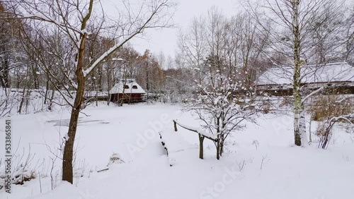 The winter pond, Mamajeva Sloboda Cossack Village, Kyiv, Ukraine photo