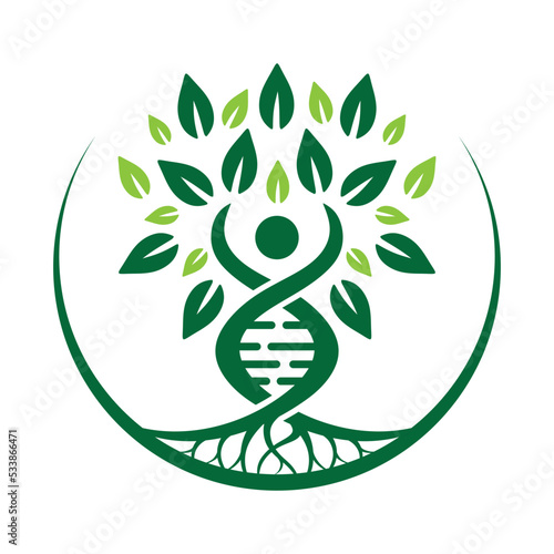 genetic DNA vector logo. dna concept with tree shape, for medical, health, science symbols