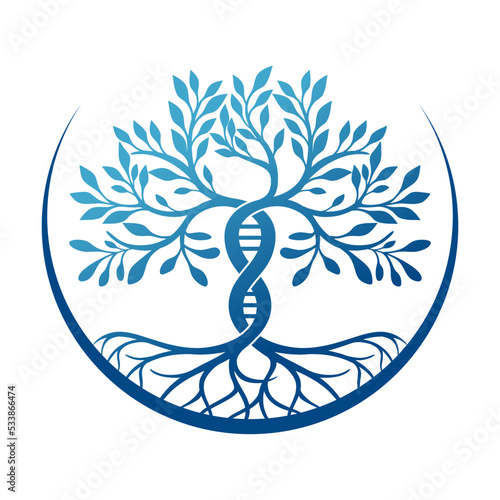 genetic DNA vector logo. dna concept with tree shape, for medical, health, science symbols