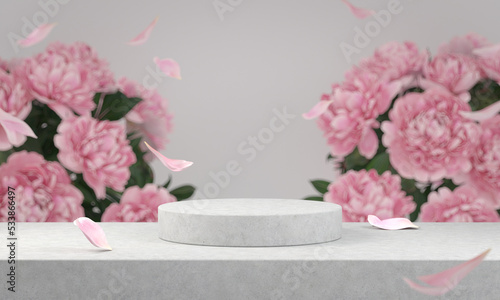 Wallpaper Mural 3d Rendering Minimal Podium Display Cement Concrete With Pink Petal Floral Falling Flower Bouquet Backgrounds Abstract Illustration Torontodigital.ca