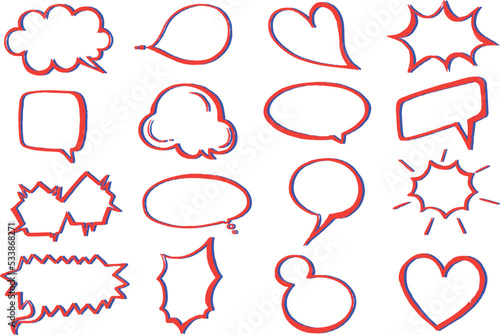 set of comic balloon speech bubble hand drawn icons webtoon vectors 