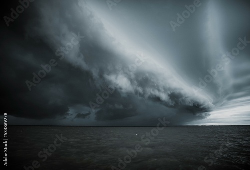 Fotografie, Tablou typhoon tornado with clouds tempest and atmosphere gale or tree hurricane and sea windstorm this is perfect for you who love or like squall wind, house disaster, meteorology storm, and etc