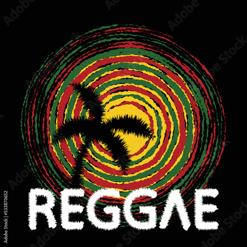 reggae grunge themed background composition coconut trees