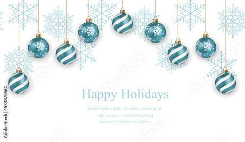 Seamless Vector Background With Christmas Ball Ornament. Horizontally Repeatable.
