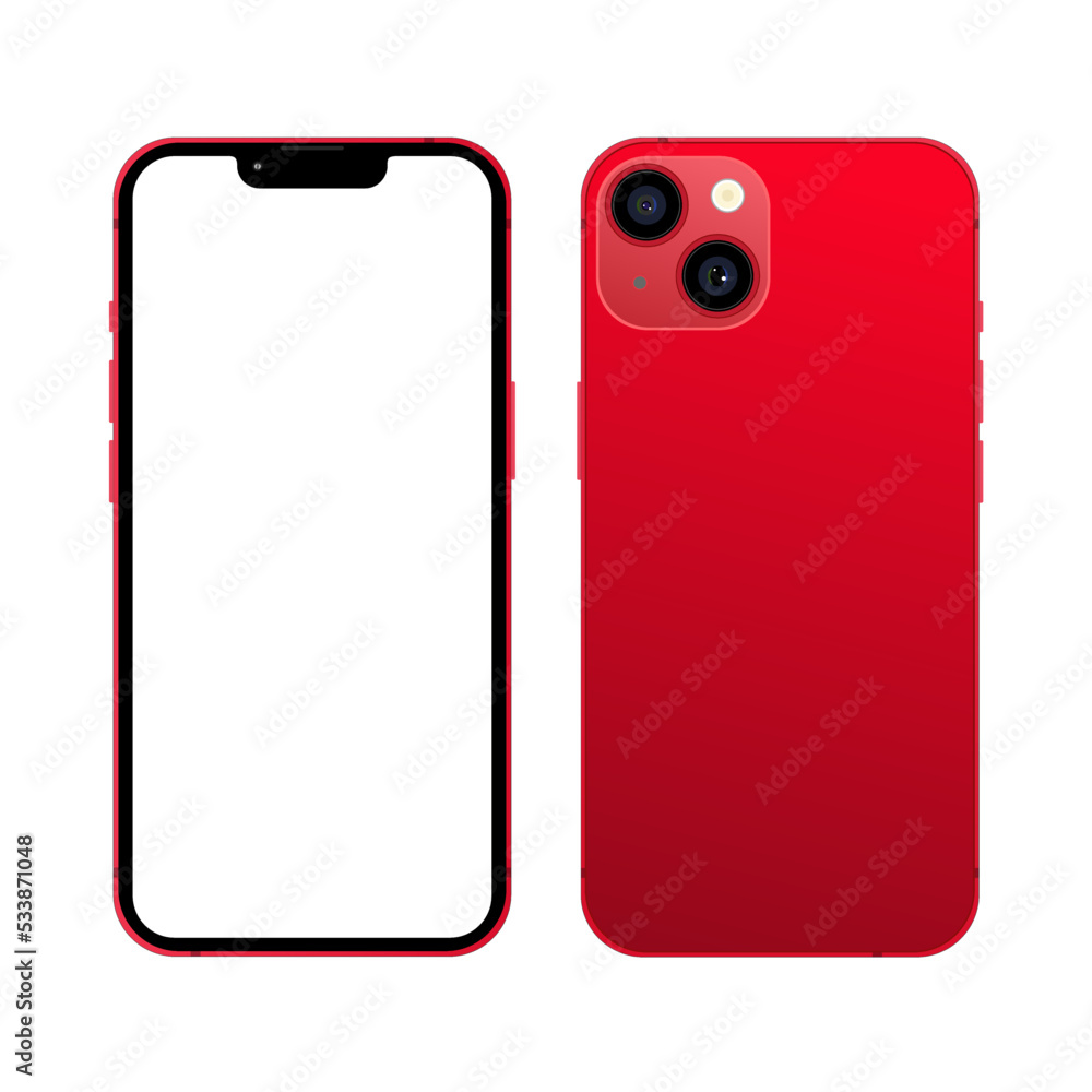 Realistic isolated red smartphone mockup vector. Layout for web pages, social networks. White screen. Isolated vector illustration Realistic isolated red smartphone mockup vector. Layout for web pages, social networks. White screen. Isolated vector illustration