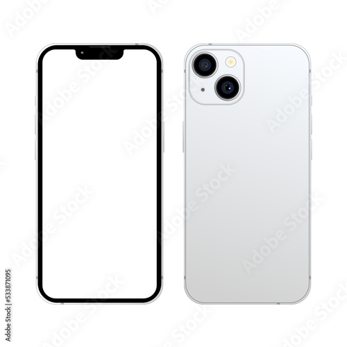 Realistic isolated white smartphone mockup vector. Layout for web pages, social networks. White screen. Isolated vector illustration