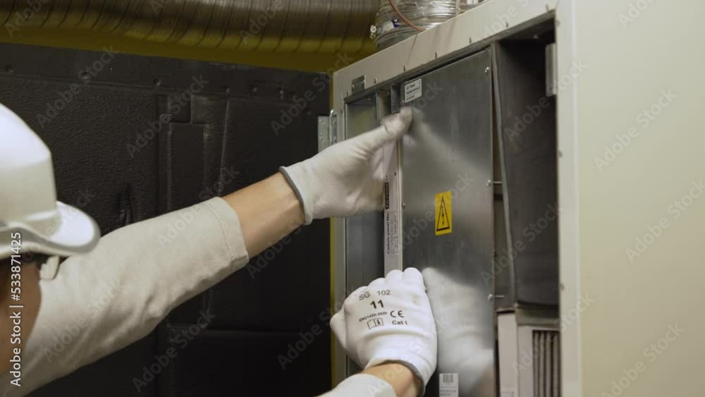 hvac filter replacing. Replacing the filter in the central ventilation