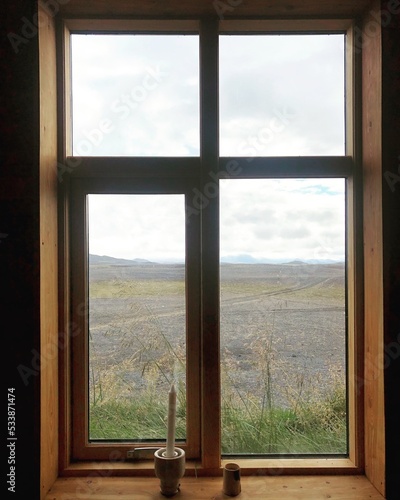 Icelandic landscape through the window