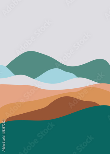 Abstract Landscape Background. Art landscape background with wave pattern vector. © milaart17
