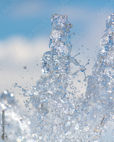 Splashes of water in a fountain as an abstract