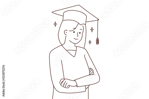 Girl in graduation robe and hat 