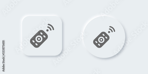 Remote solid icon in neomorphic design style. Wireless control signs vector illustration