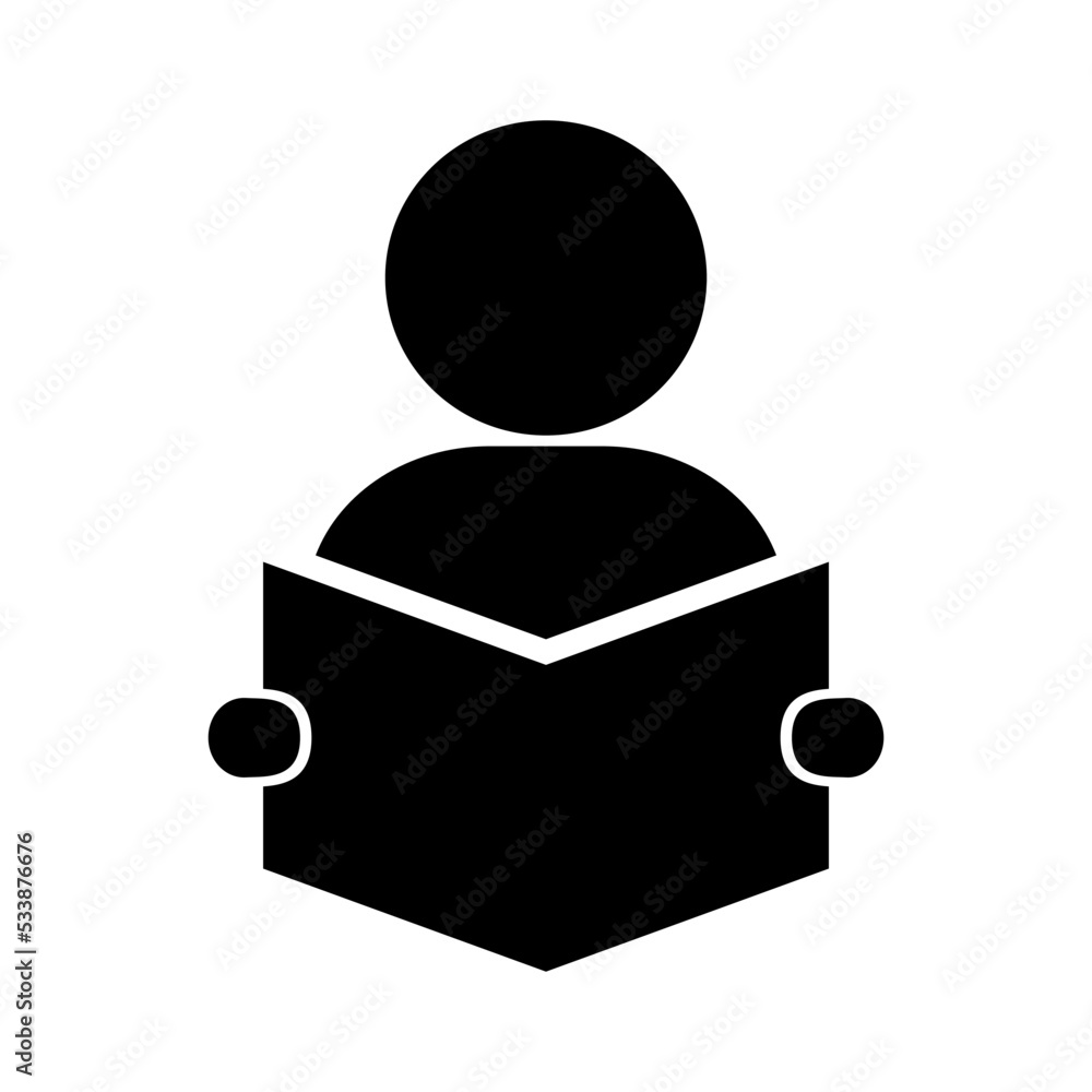 Reading silhouette icon. A person reading. Vector. Reading silhouette icon. A person reading. Vector.