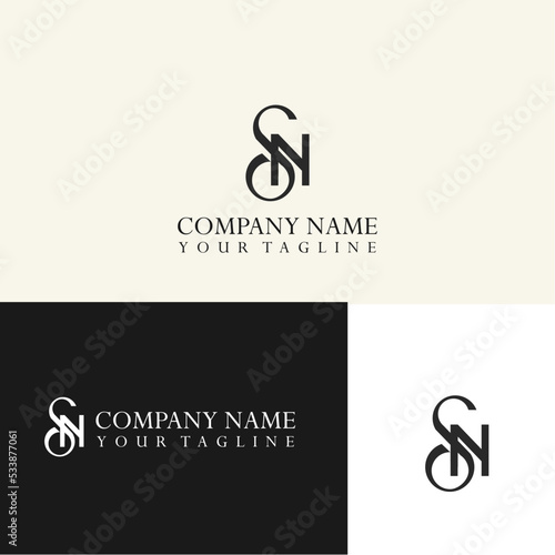 Monogram alphabet letters NS or SN logo icon vector
