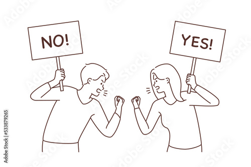 Furious protesters argue on demonstration 