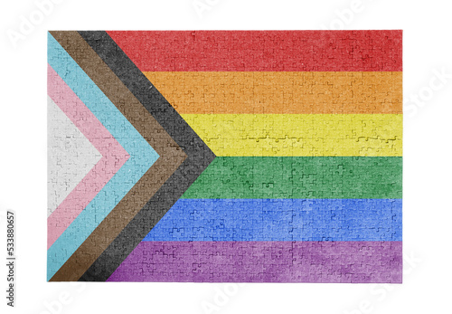 Large puzzle with the Progress LGBTQ Rainbow flag