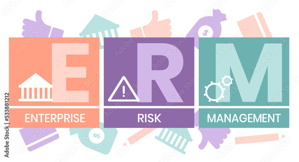 ERM - Enterprise Risk Management. business concept. Vector infographic illustration for presentations, sites, reports, banners