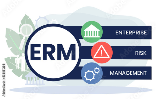 ERM - Enterprise Risk Management. business concept. Vector infographic illustration for presentations, sites, reports, banners