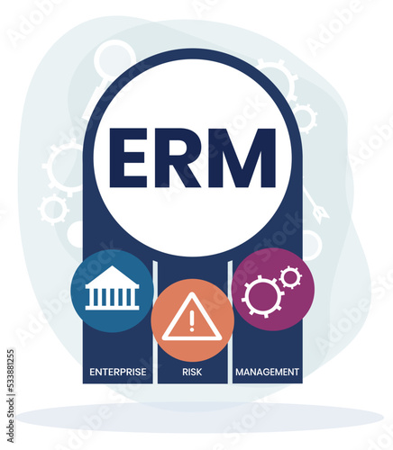 ERM - Enterprise Risk Management. business concept. Vector infographic illustration for presentations, sites, reports, banners
